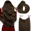 HOTBANANA Wire Hair Extensions, 20 inch 110g Chocolate Brown Fish Line Hair Extensions Real Human Hair Straight Invisible Wire Hair Extensions Remy Hair Extensions view 1