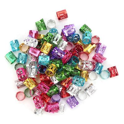 100Pcs Adjustable Dreadlocks Hair Braid Beads Rings Metal Cuffs For Hair Decoration Wig Accessories Women Girls Braiding and Hairstyles(colorful)