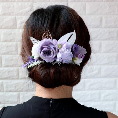 Abbie Home Flower Hair Comb - Floral Boho Comb with Rose Berry Handmade Bridal Crown Wedding Floral Headpiece (Lavender)