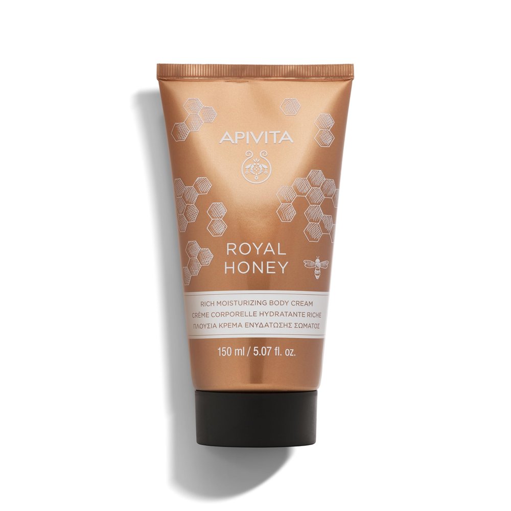 Apivita Royal Honey Rich Moisturizing Body Cream | Deeply Moisturizes, Nourishes & Replenishes with Honey & Beeswax, 150 mL / 5.07 oz