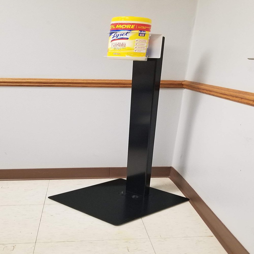 FLOOR STAND WITH 4 INCH WIPE CANISTER BRACKET