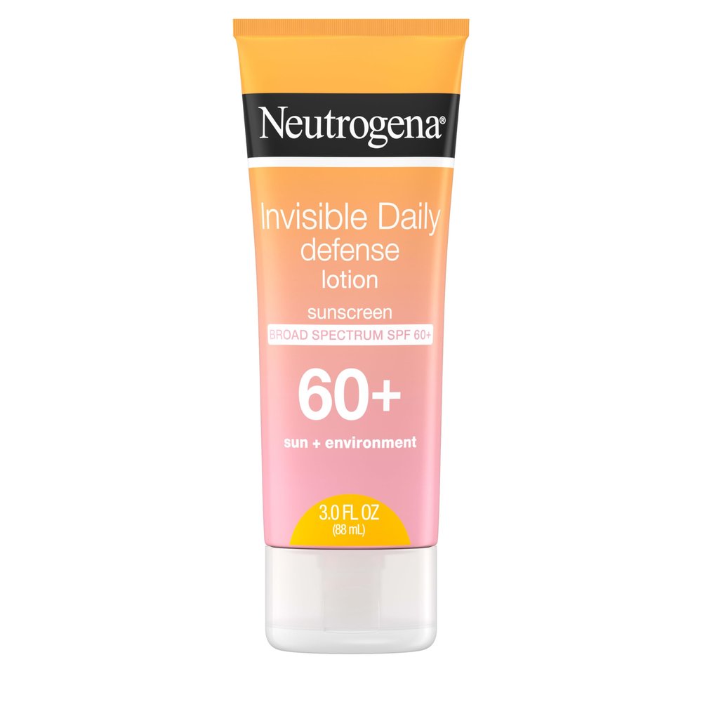 Neutrogena Invisible Daily Defense Sunscreen Lotion, Broad Spectrum SPF 60+, Oxybenzone-Free & Water-Resistant, Sun & Environmental Aggressor Protection, Antioxidant Complex, 3.0 fl. oz