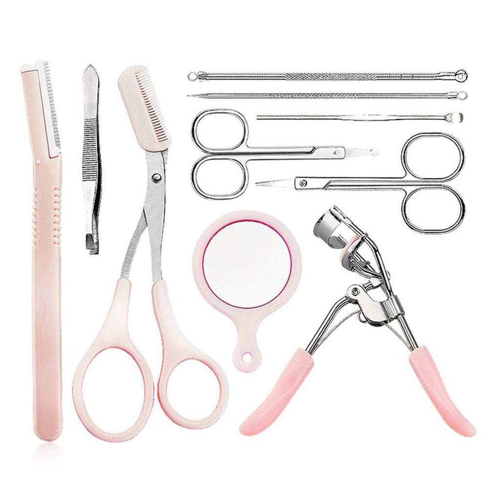 AnHua 10-in-1 Eyebrow Trimming Tool Eyebrow Trimming Eyebrow Card Curling Eyelash Curler Shaving Eyebrow Tool Makeup Set