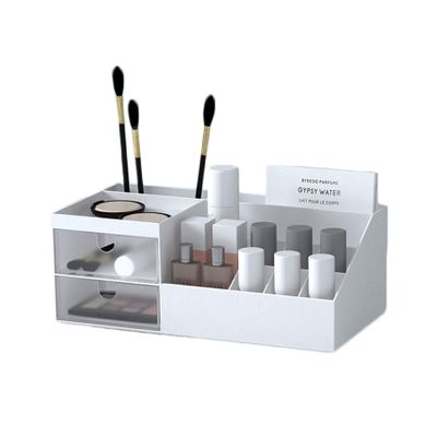 WMLIFE Cosmetic Storage Box, Makeup Organizer Cabinet/Drawer Type Vanity Organizer/Dormitory Desktop Sundries Storage Shelf (White)