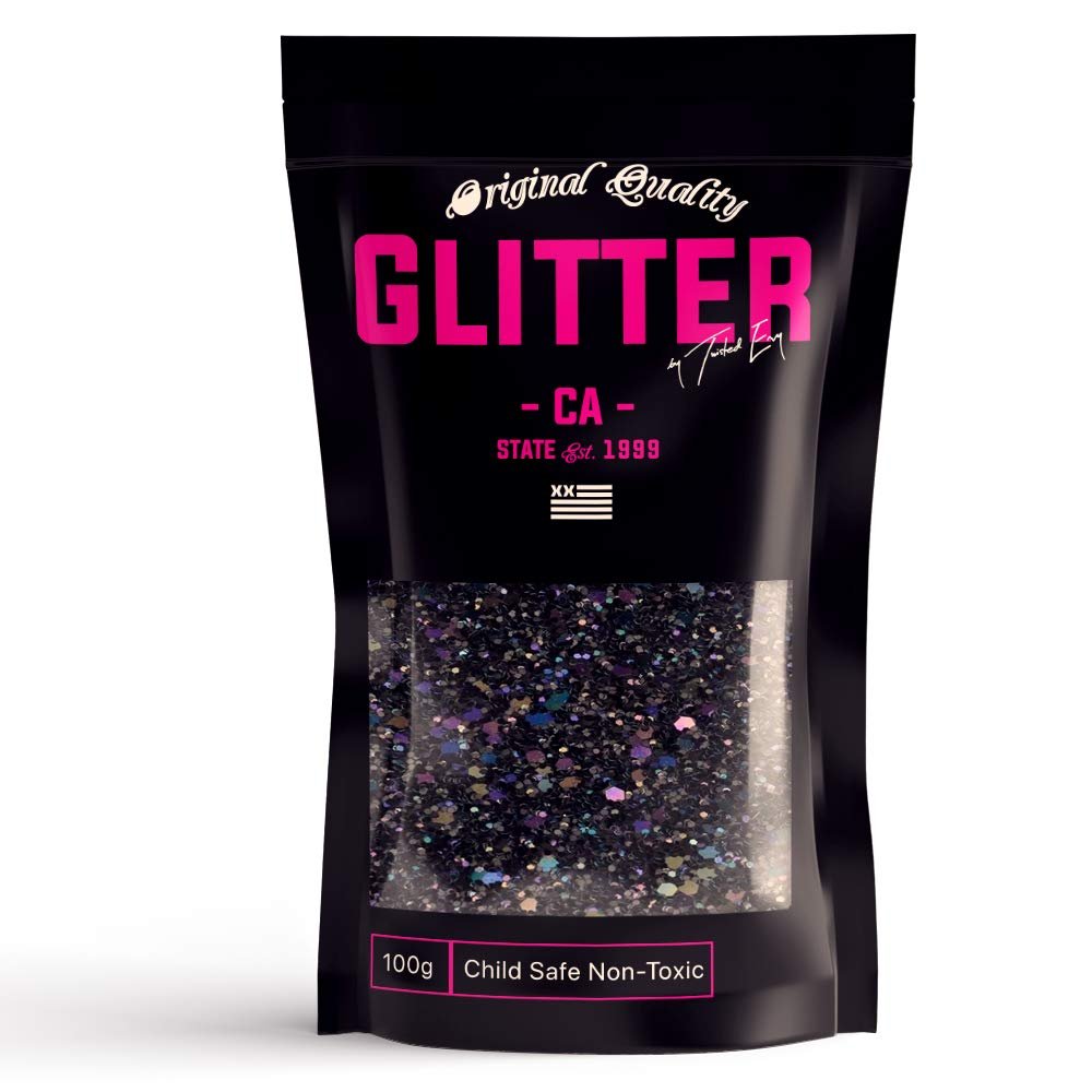 Black Holographic Chunky Glitter  Chunky Glitter Mix  100g Festival Glitter Cosmetic Face Body Hair Nails