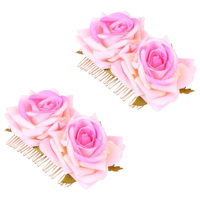2pcs Hair Comb Bridesmaid Hear Decor Flower Hair Decorative Hairpin Bridal Comb Headpieces Floral Hair Comb Bride Hair Clip Fabric Miss Flowers Accessories