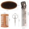 4Pcs Beard Grooming Kit for Men Men Hair Mustache Brush Beard Comb Scissor Styling Beard Care Tool Set Beard Care Kit for Styling Shaping Trimming(01) view 2
