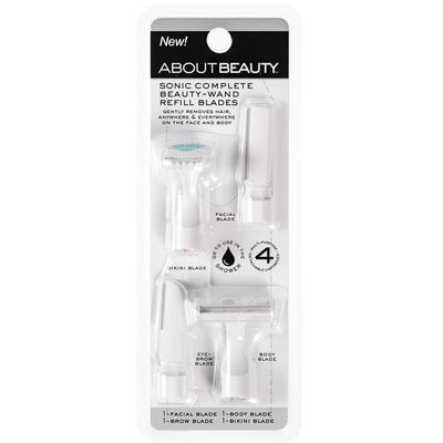 About Beauty Sonic Complete Beauty-Wand Refill Blades for Exfoliating, 4 Pack - Facial, Bikini, Brow & Body Use