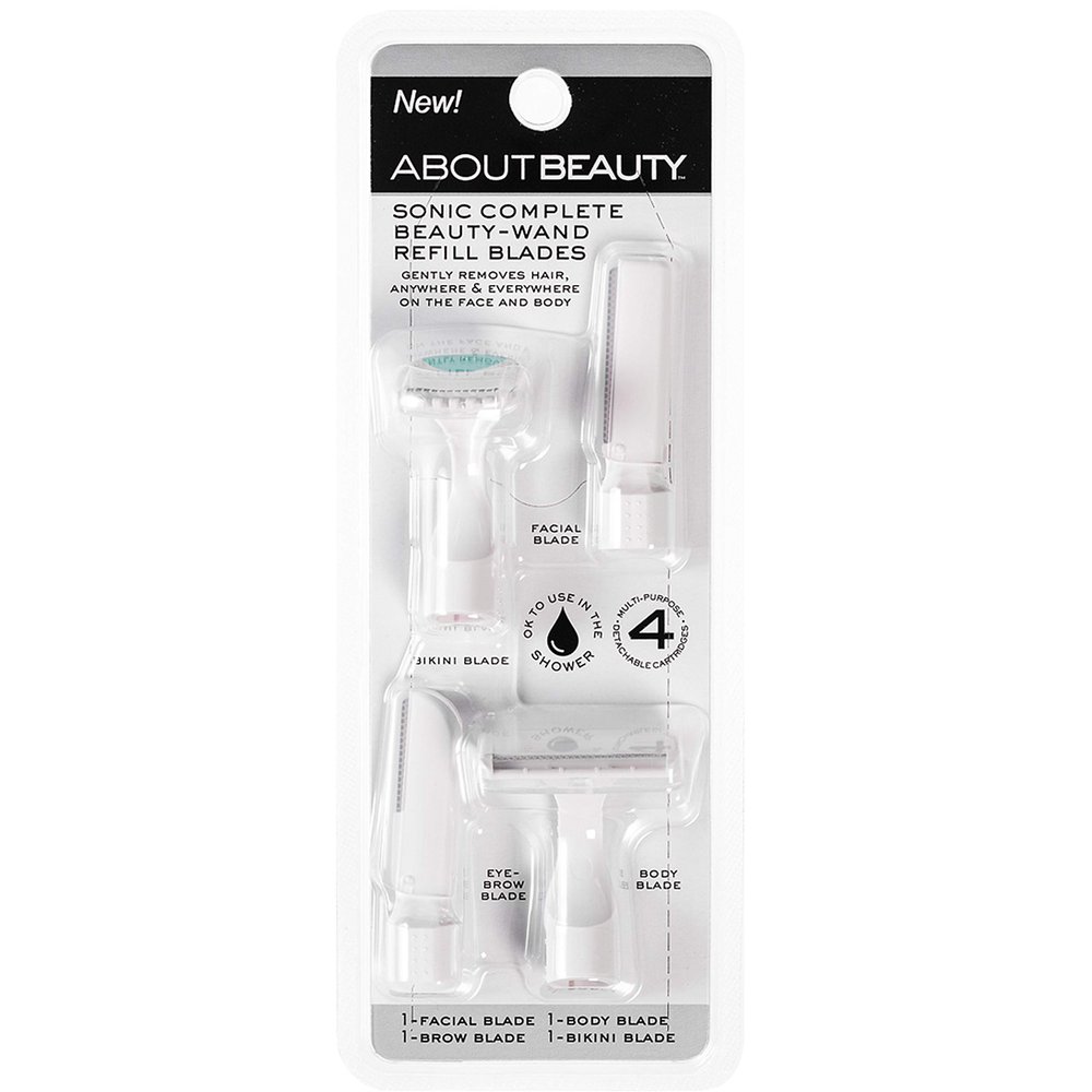 About Beauty Sonic Complete Beauty-Wand Refill Blades for Exfoliating, 4 Pack - Facial, Bikini, Brow & Body Use
