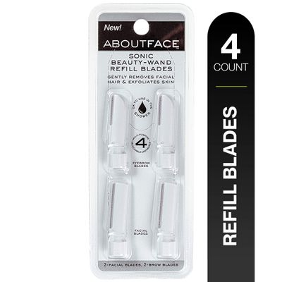 About Beauty Sonic Beauty Wand Refill Blades, Pack of 4, Includes 2 Brow and 2 Face Replacement Blades, For Dermaplaning, Hair Removal and Exfoliation