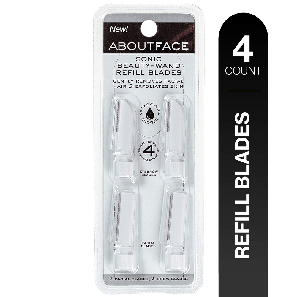 About Beauty Sonic Beauty Wand Refill Blades, Pack of 4, Includes 2 Brow and 2 Face Replacement Blades, For Dermaplaning, Hair Removal and Exfoliation