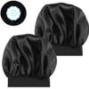 2pcs Satin Sleep Cap Wide Band Hat Elastic Head Cover Natural Hair Bonnet Hair Cover for Sleeping view 4
