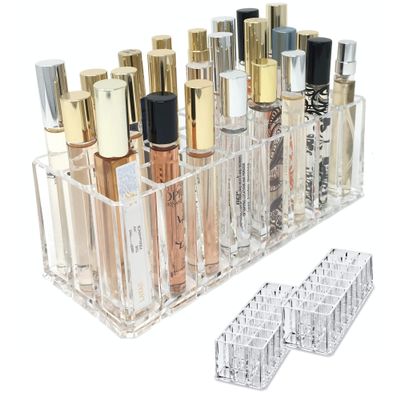 BY ALEGORY Acrylic Rollerball Perfume Organizer Beauty Scent Holder 24 Space Organization Refillable Container Tall Scented Oil Storage Display Case (2)