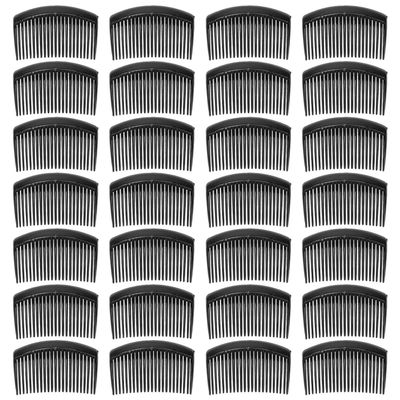 28 Pack Black Small Plastic Hair Side Comb With Long Teeth Hairpins Grips Barrettes Clamps Bows for Women Bridal Wedding Veil Decorative Headpiece French Twist Updo Bun Accessories