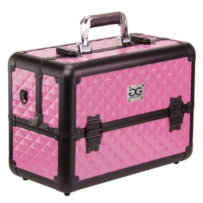Aluminum Lash and Brow Case with Holder and Shoulder Strap Pink