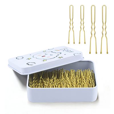 200pcs U Shaped Hair Pins Black/Brown/Blonde/Silver with Cute Case, Hairpins for Buns, Premium Bobby Pins for Kids, Girls and Women, Great for All Hair Types(2.4 & 2 Inch) (Blonde)