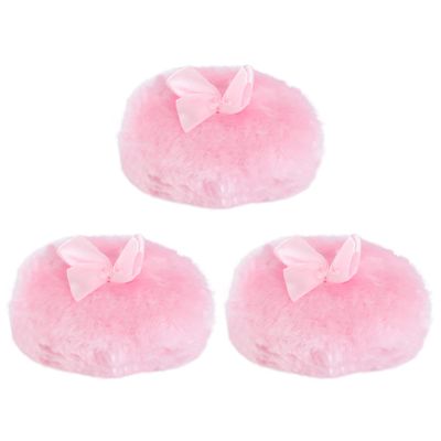 Minkissy 3Pcs Powder Puff for Body Powder Loose Powder Puff Soft Round Cosmetic Powder Puff with Ribbon Bow Handle for Face Body