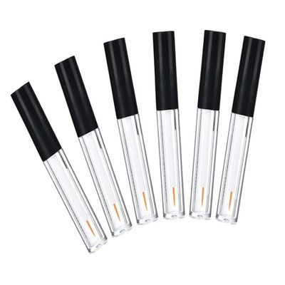 6Pcs 2ML Empty Clear Plastic Eyeliner Tube Container Mascara Bottles Makeup Eyelashes Tube Eyeliner Vials with Rubber Plug and Black Lid Eyelash Growth Oil Storage Holder Eye Gloss Liquid Tube