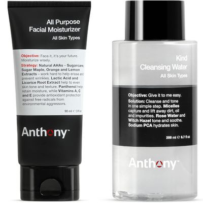 Anthony All Purpose Facial Moisturizer, 3 Fl Oz Kind Cleansing Water 6.7 Fl Oz.