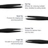 Amazon Basics Tweezers for Facial Hair, Eyebrows, Eyelashes - Set of 4, Professional Stainless Steel Travel Case, Black view 2