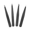 Amazon Basics Tweezers for Facial Hair, Eyebrows, Eyelashes - Set of 4, Professional Stainless Steel Travel Case, Black view 4