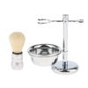 Inzopo 4 in 1 Men's Shaving Kit Soft Nylon Hair Brush + Stainless Steel Shaver Holder Stand & Bowl/Mug + Soap view 4