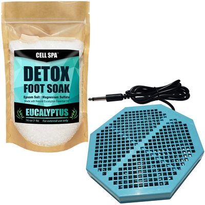 Cell Spa CS-900 Twice Powerful 6.5" x 5.5" Ion Detox Foot Bath Arrays Flat Dual Coil Stainless Steel Aqua Ionic Cleanse Array Compatible With Most 1/4" Plug Type Detox Machines (EUCALYPTUS)