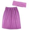 Backbayia Women Waffle Body Wrap Absorbent Microfiber Spa Bath Towel with Headband (Purple) view 4