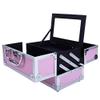 9"x6"x6"Aluminum Makeup Train Case Jewelry Box Cosmetic Organizer Lipstick Jewelry Display Storage Box Pink view 3