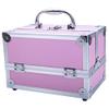 9"x6"x6"Aluminum Makeup Train Case Jewelry Box Cosmetic Organizer Lipstick Jewelry Display Storage Box Pink view 4