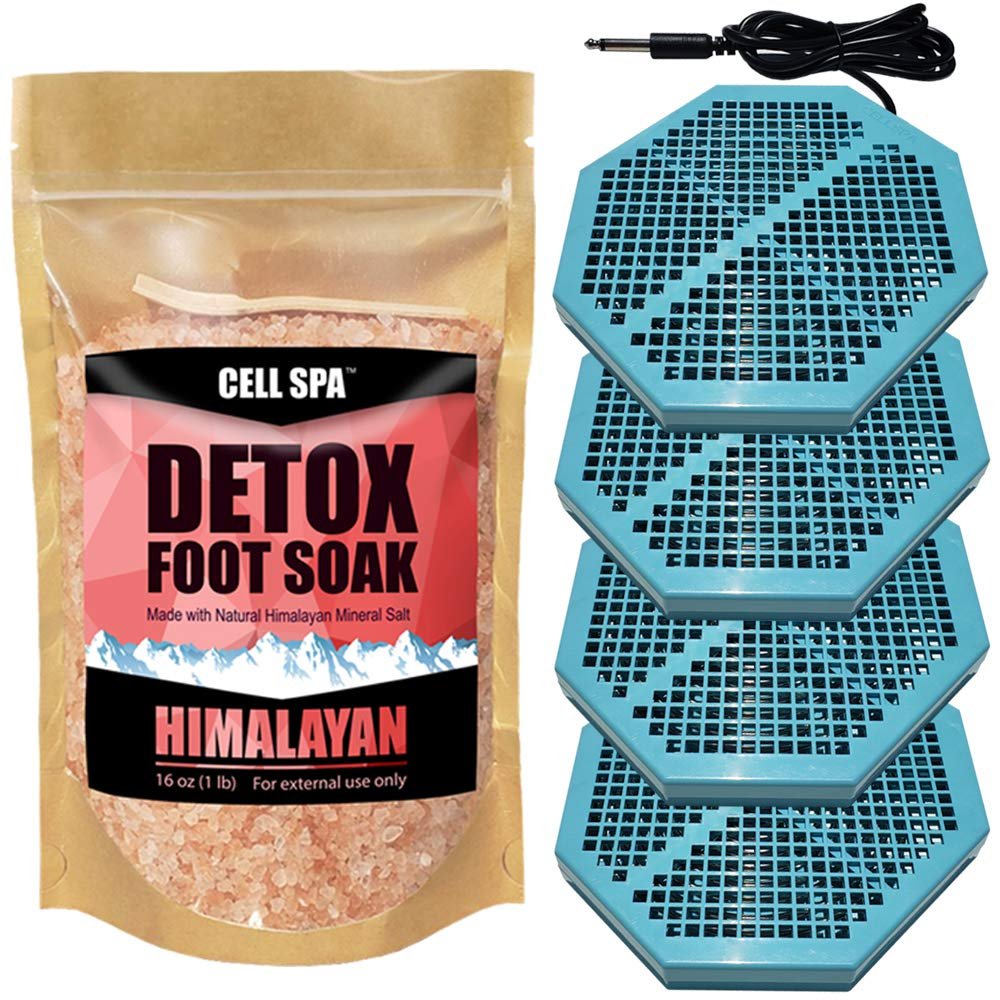 Cell Spa 4 Pack CS-900 Twice Powerful 6.5" x 5.5" Ion Detox Foot Bath Arrays Flat Coil Stainless Steel Aqua Ionic Cleanse Array Compatible With Most 1/4" Plug Type Detox Machines (HIMALAYAN)
