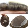 LYRICAL HAIR Mens Hair System Transparent French Lace Human Hair Thin Skin Mens Toupee Gray Brown Black Blonde Men Hair Piece (6 * 9", 7# VERY LIGHT BROWN-120% medium light to medium density) view 1