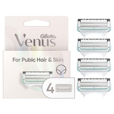 Gillette Venus Intimate Grooming Womens Razor Blade Refills with Bikini Trimmer, 4 Count