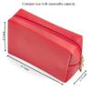 PU Leather Cosmetic Bag for Women Minimalism Makeup Bag for Daily Use Portable Storage Purse Small Neat Cosmetic Pouch Water-resistant Toiletry Bag for Travel (Red) view 2
