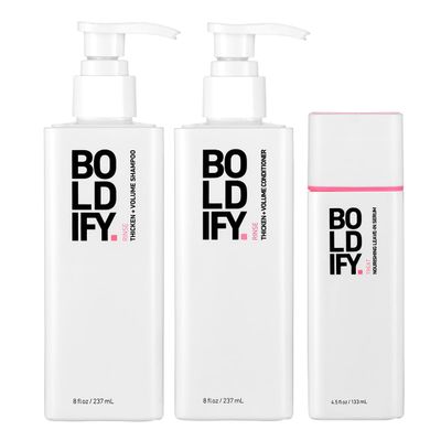 Boldify Serum + Shampoo + Conditioner: Hair Health Bundle: Biotin for Hair Retention, Fullness, Nourishment, Detangling, Plumping Blow-Out Treatment - For Men & Women
