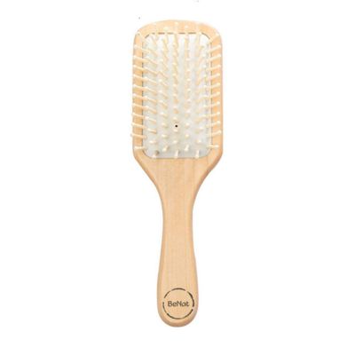 Natural Wooden Hair Brush w/Bamboo Paddle. Bristle Detangling Hair Brush for Woman, Men, and Kids.