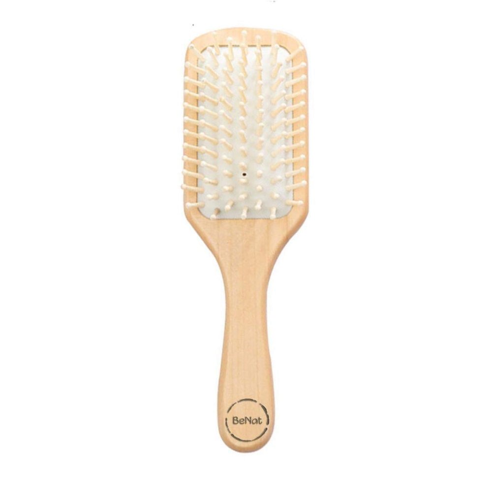 Natural Wooden Hair Brush w/Bamboo Paddle. Bristle Detangling Hair Brush for Woman, Men, and Kids.