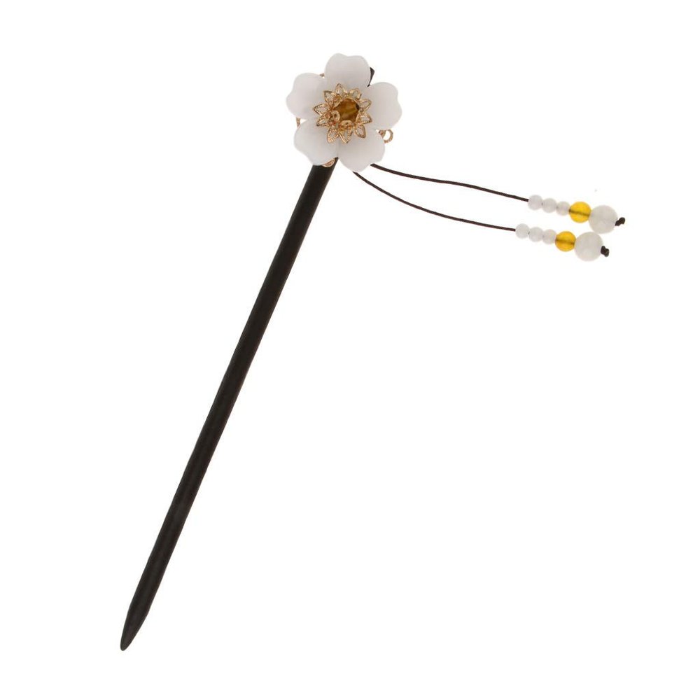 18cm Chinese Hair Stick Stylish Wood Traditional Flower Hairpin Tassel Beads 2