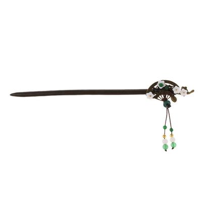 18cm Chinese Hair Stick Stylish Wood Traditional Flower Hairpin Tassel Beads 3