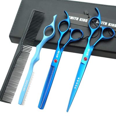 7.0 Inches Professional hair cutting thinning scissors set with razor (Blue)