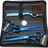 7.0 Inches Professional hair cutting thinning scissors set with razor (Blue) view 2