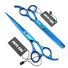7.0 Inches Professional hair cutting thinning scissors set with razor (Blue) view 3