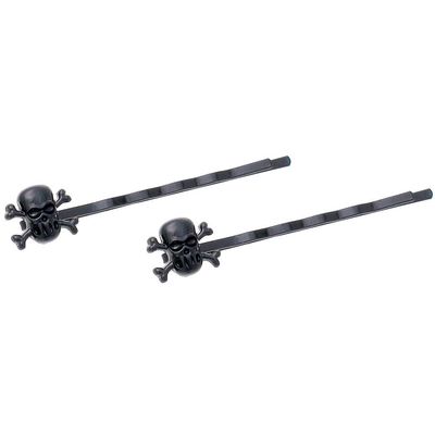 Rosemarie Collections Women's Spooktacular Halloween Hair Clip Bobby Pins Set (Skull And Crossbones Black)