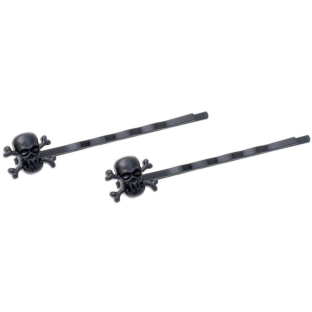 Rosemarie Collections Women's Spooktacular Halloween Hair Clip Bobby Pins Set (Skull And Crossbones Black)