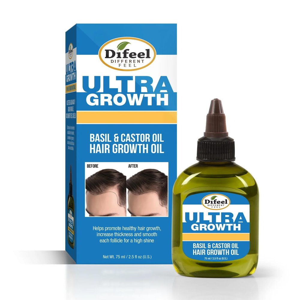 Difeel Mens Ultra Growth Basil and Castor Hair Oil 2.5 oz.