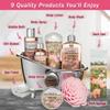 Aqua Elegante Spa Gift Basket - Luxury Bath Set with Body Wash, Bubble Bath, Lotion, Salts, Scrub, Spray, Shower Puff, Towel, Gifts for Women, Mom, Wife, Her - Rose Oil & Peony view 2