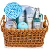 Aqua Elegante Spa Basket For Women - Deluxe Bath Set with Wash, Bubble Bath, Lotion, Salts, Body Scrub, Towel, Shower Puff, Bathbombs, Reusable Basket, Gifts for Mom, Wife, Her - Ocean & Coconut view 1