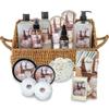 Bath Spa Gift Sets - Luxury Basket With Coconut & Vanilla - Spa Kit Includes Wash, Bubble Bath, Lotion, Bath Salts, Body Scrub, Shower Puff, Bathbombs, Soap and Towel view 1