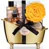 Aqua Elegante Spa Gift Basket - Luxury Bath Set with Body Wash, Bubble Bath, Lotion, Salts, Scrub, Spray, Shower Puff, Towel, Gifts for Women, Mom, Wife, Her - Honey & Almond view 1