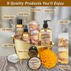 Aqua Elegante Spa Gift Basket - Luxury Bath Set with Body Wash, Bubble Bath, Lotion, Salts, Scrub, Spray, Shower Puff, Towel, Gifts for Women, Mom, Wife, Her - Honey & Almond view 2